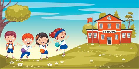 Happy Cute Cartoon School Children 2538759 Vector Art At Vecteezy