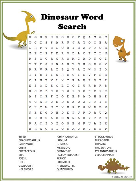 Dinosaur Word Search Free Printable Printable Word Searches