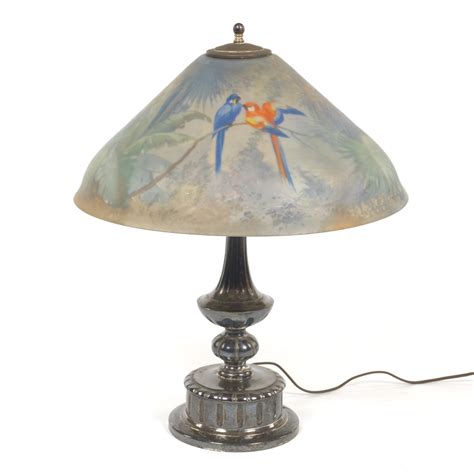 Pairpoint Chipped Ice Reverse Painted Lamp With Silver Plated Base 09