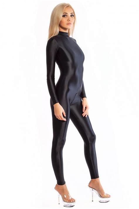 shiny spandex catsuit with zipper at the back and crotch at brightandshiny online store spandex