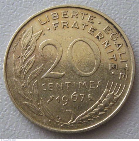 20 Centimes 1967 Fifth Republic 1958 1970 France Coin 964