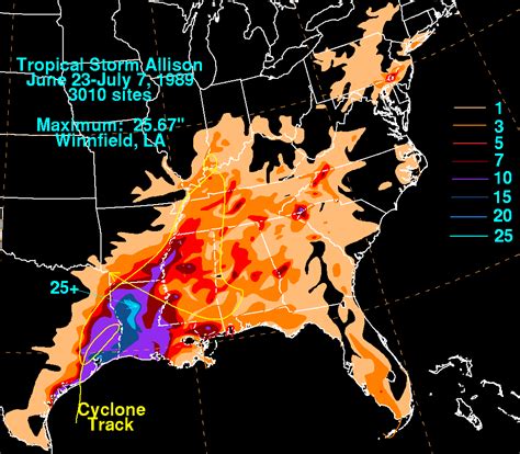 The tropical prediction center began to track the. Tropical Storm Allison - Late June/Early July 1989