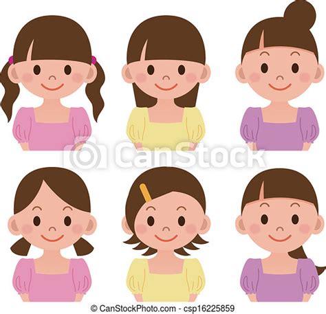 Clipart Vector Of Hairstyle Set Of Women Csp16225859 Search Clip Art