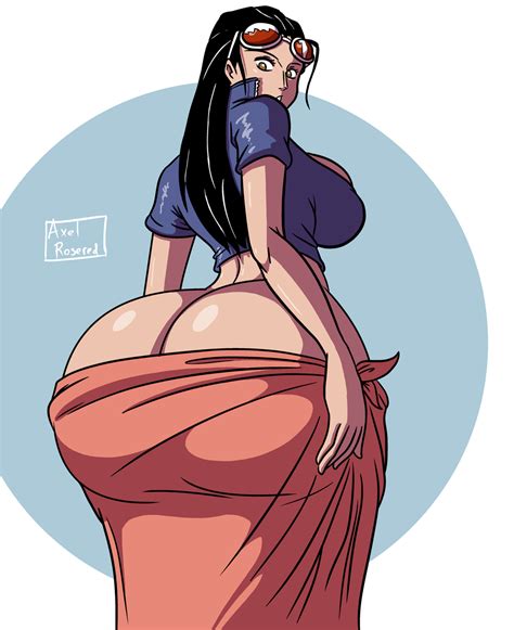 Axel Rosered Nico Robin One Piece Highres Girl Ass Black Hair Breasts Butt Crack