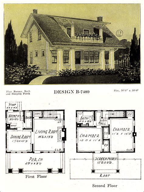 Artistic 1918 Eclectic House Plan Modern American Homes Vintage