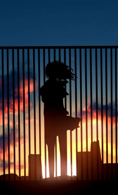 1280x2120 Anime Girl Watching Sunset Fence 4k Iphone 6 Hd 4k