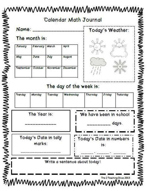Printable Calendar Worksheets For Kindergarten