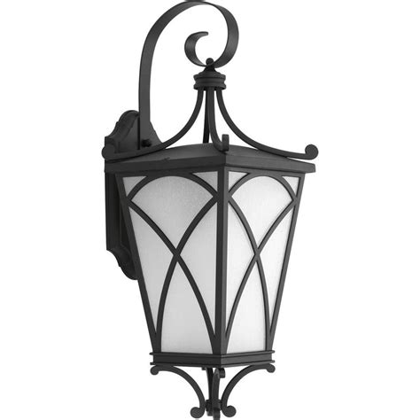 Displaying photos of outdoor lanterns with led lights view 10 20. Hampton Bay Die Cast Exterior Lantern with GFCI Black MD-31343 - The Home Depot