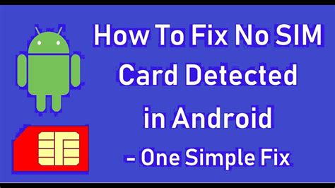 How To Fix No Sim Card Detected In Android One Simple Fix Youtube