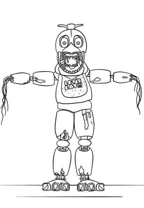 Fnaf Withered Chica Coloring Page Free Printable Coloring Pages For Kids