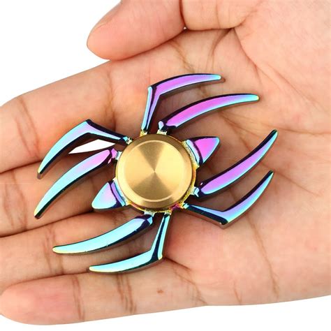 colorful metal finger spinner toy spider edc fidget spinner hand spinner adhd relieve anxiety