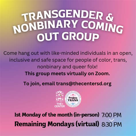 transgender and nonbinary coming out group virtual the san diego lgbt community center