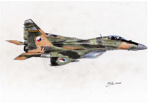 Mig 29 Ink And Pencil Drawing By Joan Mañé All Pyrenees · France