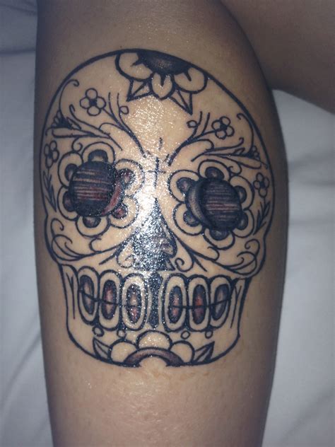 My Lower Calf Sugar Skull Tattoo 💎💀 Sugar Skull Tattoos Skull Tattoo