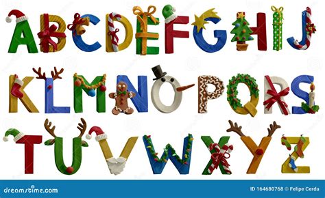 Chritsmas Alphabet Letters From A To Z Handmade With Plasticine Stock
