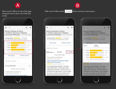 ux field - Filter for customer reviews. Show or hide for default