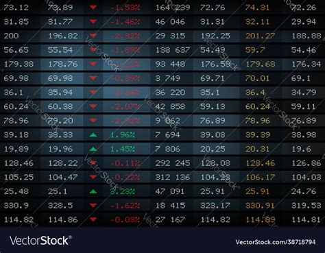 Stock Exchange Board Market Index Charts Graphs Vector Image