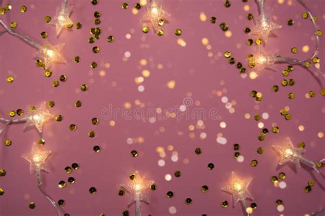 Golden Sparkles Pink Background Stock Photo Image Of Accessory