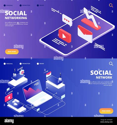 Social Network And Networking Vector Landing Pages Illustration Of