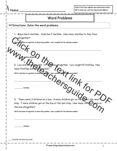 Live worksheets > english > math > word problems. CCSS 2.OA.1 Worksheets. Addition and Subtraction Word ...