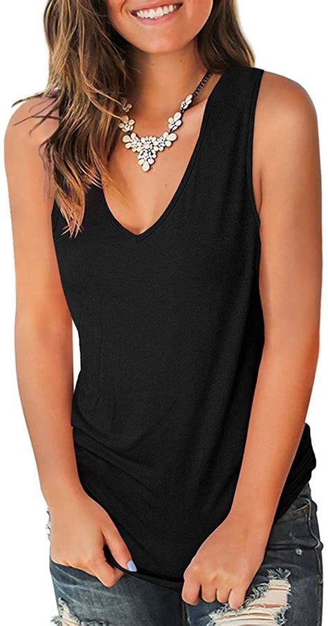 Jescakoo V Neck Tank Tops For Women Casual Sleeveless Shirts Loose Fit
