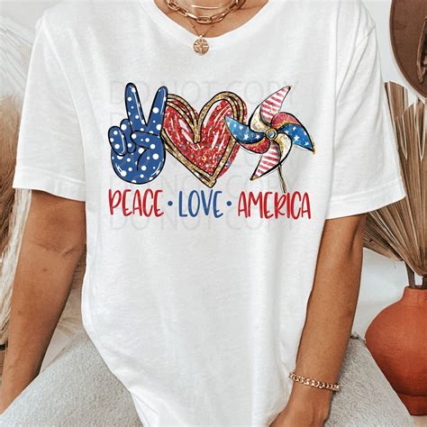 Peace Love America Dtf And Sublimation Transfer Threaded Transfers