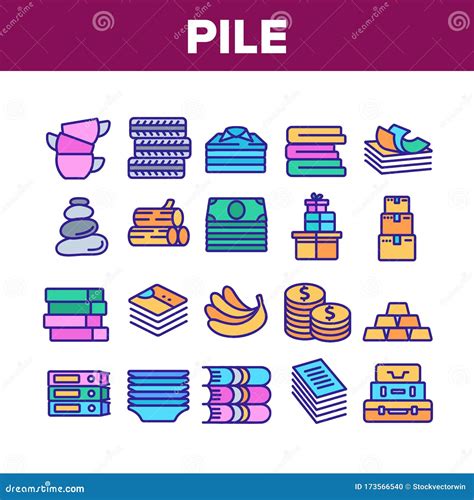 Pile Objects Things Collection Icons Set Vector Stock Vector