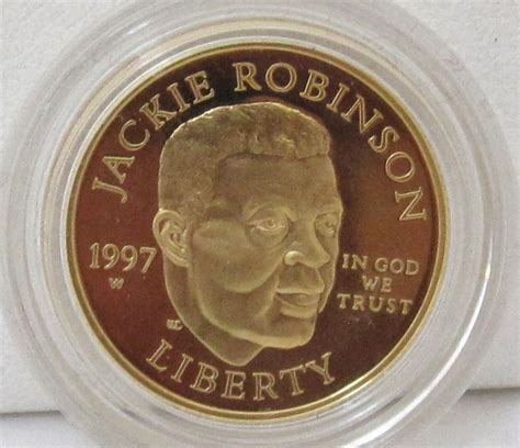 1997 Jackie Robinson 50th Anniversary 4 Coin Silver And Gold Proof And Unc