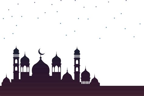 Idul Fitri Background With Mosque Vector Free Download Gambaran
