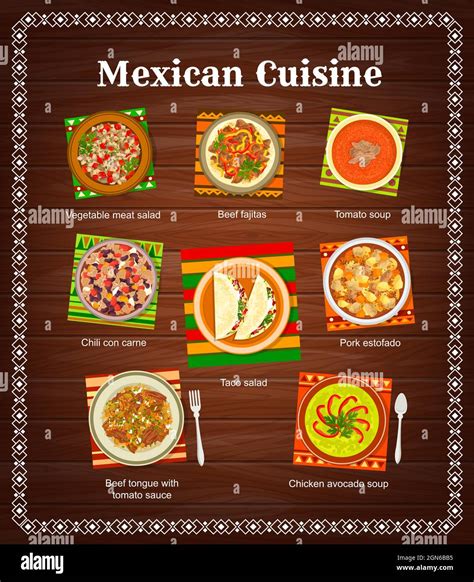Mexican Food Cuisine Mexico Menu Dishes And Meals Vector Cover