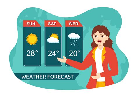 Meteorologist Vector Illustration With Weather Forecast And Atmospheric Precipitation Map In