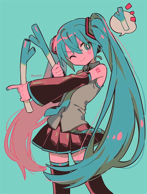 Menma Enaic31 Hatsune Miku Vocaloid Highres 1girl Aqua