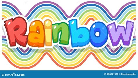 Rainbow Word Logo On Rainbow Wave Background Stock Vector