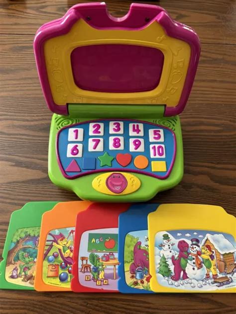 Vintage 2002 Barney The Dinosaur Learning Laptop Computer 5 Inserts
