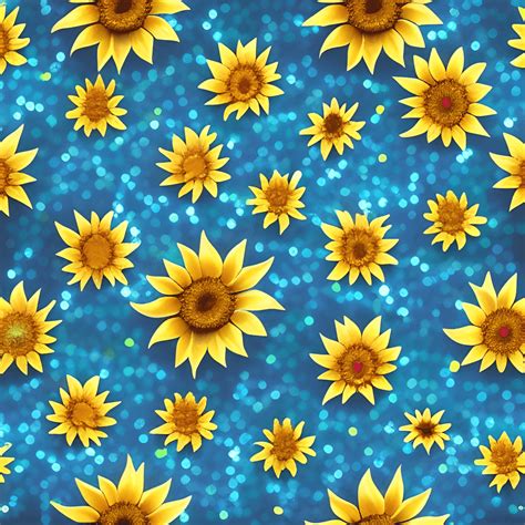 Seamless Neon Sunflowers With Glitter · Creative Fabrica