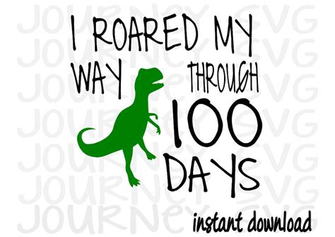 100 Days Dinosaur Svg 100th Day Boy Svg Dinosaur Svg 100th Etsy