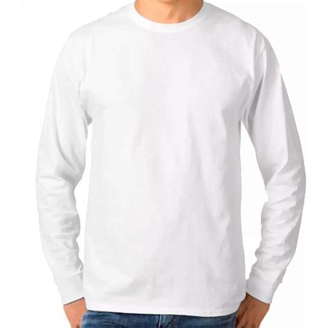 Camiseta Manga Longa Branca 100 Algodão Fio 301 Penteado Fábrica