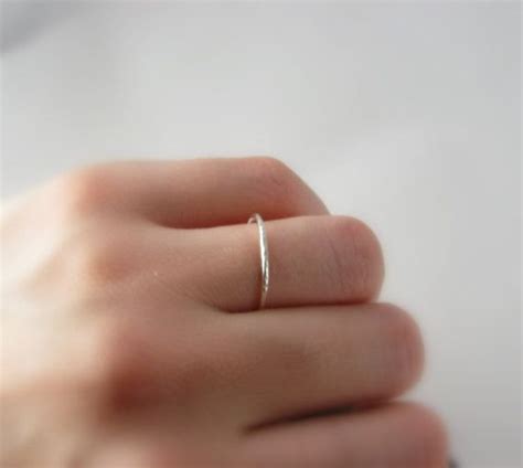 Skinny 1mm Sterling Silver Ring Band Textured Made To Etsy Sterling
