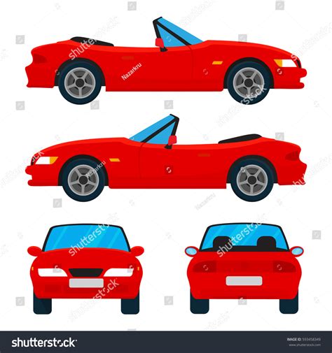 Vector Red Car Four Views Top Stock Vector Royalty Free 593458349