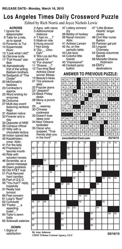 Washington Post Sunday Crossword Puzzle Printable Printable Crossword