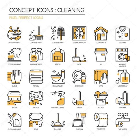 Cleaning Thin Line Icons Set Stock Vector By ©ratch0013 127154834