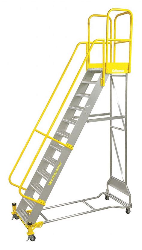 Cotterman 7 Step Rolling Ladder Serrated Step Tread 112 In Overall