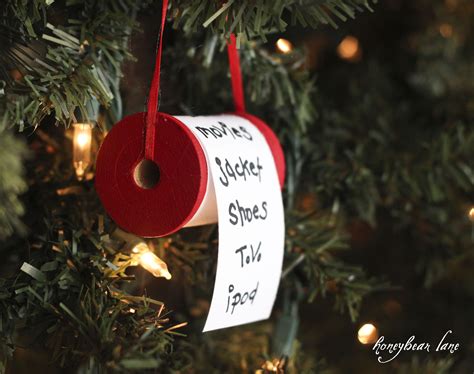 Learn how to decorate creatively with these easy repurposing ideas to spruce up your home for free. Make a Christmas List Ornament! - HoneyBear Lane