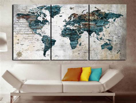 World Mapcustom World Maplarge World Map Wall Art Custom Canvas