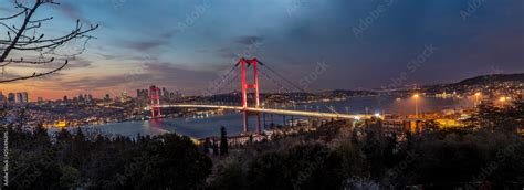 Bosphorus Panorama Fatih Sultan Mehmet Bridge Bosphorus Bridge In