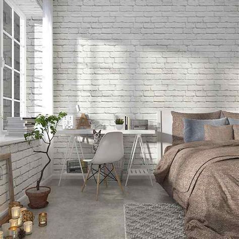 Waterproof White Brick Effect Wallpaper White Brick Wallpaper