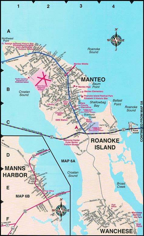 Manteo Map Roanoke Island Street Maps Nc