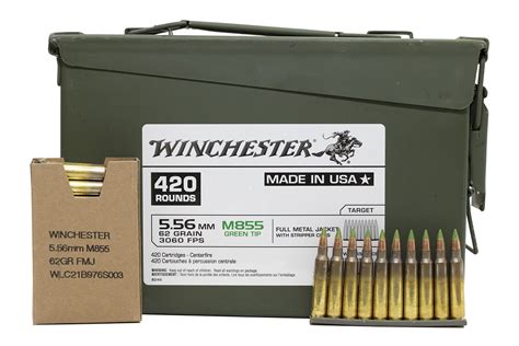 Winchester 556mm M855 Green Tip 62 Gr Fmj Stripper Clip 420 Rounds In