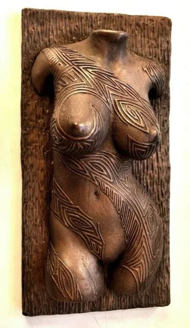 Sexy Erotic Female Nude Torso Tribal Tattoo Iron Wall Sculpture Home