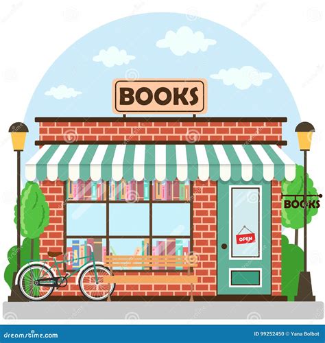 Bookshop Bookstore Building Facade Cartoon Vector